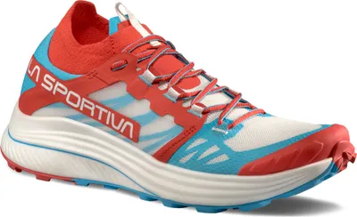 La Sportiva Levante Trailrunning-Schuhe für Damen in Rot und Blau mit niedrigem Schnitt.