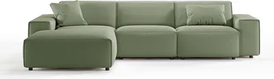 Produktbild von KAWOLA Sofa RANI Ecksofa Cord olivgrün Recamiere links