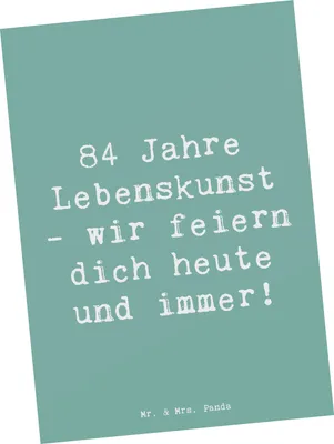 Produktbild von Mr. & Mrs. Panda Postkarte Spruch 84. Geburtstag Lebenskunst - Meeresbrise - Geschenk, Erinnerungen, 84 Jahre, handgefertigt, Ansichtskarte, Geburtstagsgeschenk