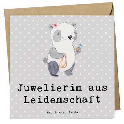 Produktbild von Mr. & Mrs. Panda Glückwunschkarte Juwelierin Leidenschaft - Grau Pastell - Geschenk, anlasskarte, Spruch, doppelkarte, Witzig, Klappkarte, Lustig, Eröffnung, faltkarte