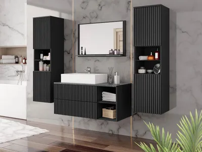 Obrázok produktu pre Zostava do kúpeľne SEGUNDO 6 - čierny mramor / matná čierna / čierna + umývadlo ZDARMA