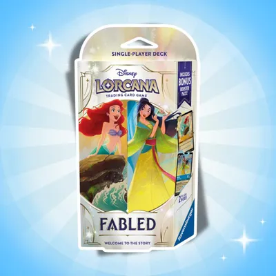 Produktbild von Disney Lorcana Fabled Starter Deck Amber & Sapphire Englisch – 60 Karten + Booster Pack