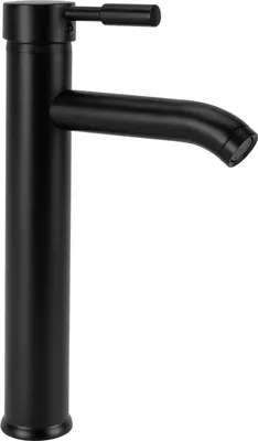 A black faucet on a white background.