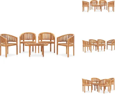 Produktbild von vidaXL 5-tlg. Garten-Lounge-Set Massivholz Teak -  Gartenmöbel-Sets