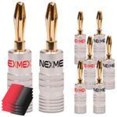 Produktbild von Bananenstecker NEXMEX 8x High End Stecker mit Schrumpfschlauch 24K vergoldet