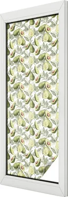 Produktbild von Buntglas Fensterfolie – 146x50 cm – Stained-Glass Design – blickdichte dekorative Sichtschutzfolie – selbstklebend, UV-Schutz – Avocadoblätter