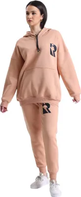 Produktbild von Jogginsanzug Freizeitanzug Sportanzug Royyen 1247 mit Fleece-Oversize-Trainingsanzug-Set für Damen – BEIGE / S