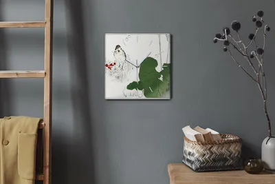 Produktbild von Coloray Hodiny Unikátní 30x30 cm  Tiché hodiny Pro obývací pokoj a kuchyň Nástěnné hodiny Plátno Bílé ručičky hodin - Opouští květy mazlíčcí pták