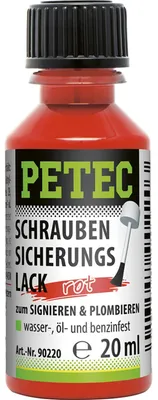 Productafbeelding van Petec schroefborgingslak, rode schroeflak, 20 ml, artikelnummer 90220