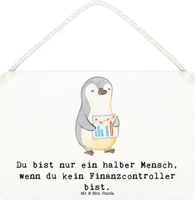 Produktbild von Mr. & Mrs. Panda Schild Finanzcontroller Herz DIN A6 - Weiß - Geschenk, Wandbild Holz, Türschild, kleine aufmerksamkeit, Holzschild, sprüche