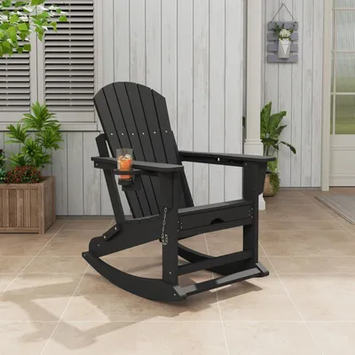 Immagine prodotto di Sedia a dondolo Adirondack pieghevole con poggiapiedi e portabicchieri