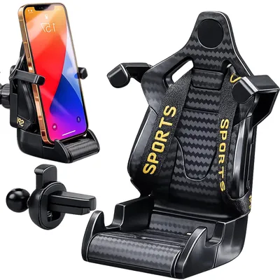 Zdjęcie produktu dla Uchwyt samochodowy na telefon na kratkę do auta obrotowy 360 stabilny uniwersalny smartfon czarny racing