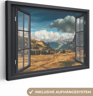 Produktbild von OneMillionCanvasses® - Leinwandbilder - 150x100 cm, Aussicht - Weg - Berg, Wandbilder Kunstdruck Wanddekoration