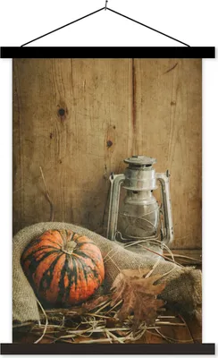 Produktbild von MuchoWow® Textilposter Stillleben - Herbst - Kürbis 120x180 cm mit schwarzem Rahmen - Fotos