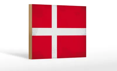 Produktbild von Holzschild Flagge Dänemark 18x12cm Flag of Denmark Vintage