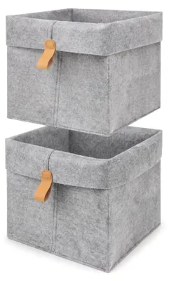 Filz-Aufbewahrungskorb 2er-Set, faltbar, 23x23x26,5 cm, grau