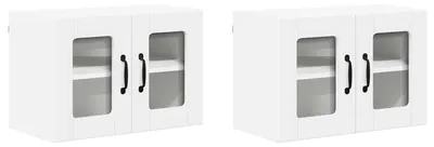 Imagen del producto de vidaXL Armario de vidrio LUCCA, 2 unidades, blanco, material de madera