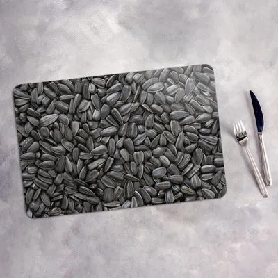 Produktbild von Tischset 4x45x30 cm Platzset Tischmatte Platzmatte Untersetzer - Schwarze Sonnenblumen kerne