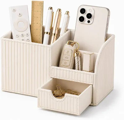 Produktbild von Stiftehalter mit Schublade, 4 Fächer, crèmeweit, Büroorganisation