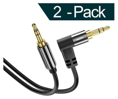 Produktbild von 2x 3m AUX Kabel 3,5mm Klinke-Stecker Winkel Stereo für Handy MP3 iPhone PC TV