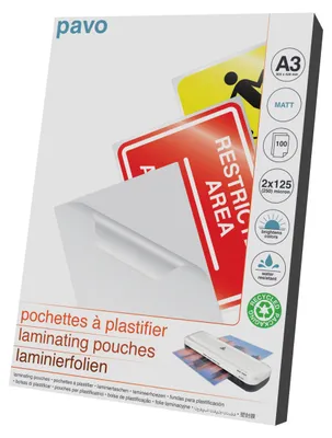 Zdjęcie produktu dla pavo Laminierfolientasche, DIN A3, matowy, 250 mic
