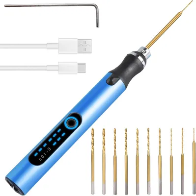 Productafbeelding van Elektrische Boorpen - Graveerpen Mini Boor - Precisiewerk Hobby - Draadloos USB Oplaadbaar - 3 Snelheden - Blauw