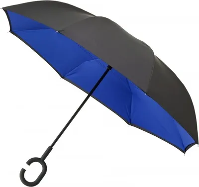 Produktbild von IMPLIVA Inside Out, Volle Größe, Regenschirm, Rund, Schwarz, Blau, Fiberglas, Polyester