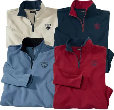 Imagen del producto de Atlas For Men - Suéter con cremallera frontal para hombre (paquete de 4) AF619 (Talla XL) (Borgoña/Azul/Azul marino/Beige)