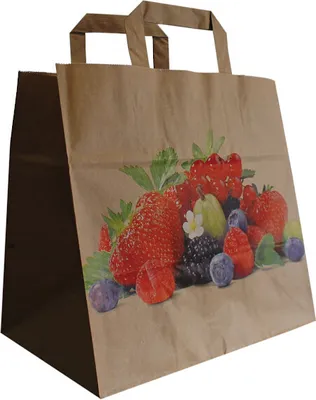 Produktbild von Papiertragetasche Kraft braun "Beeren", 80 g/qm, 26 + 17 x 25 cm,  25 Stück