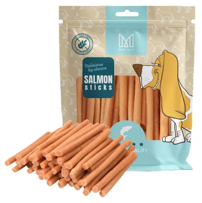 Produktbild von Hundeleckerlis - Lachs Kabanos, gesunde Nahrungsergänzung, Leckerlis, natürliche weiche Leckerlis ideal für kleine und große Tiere 500g