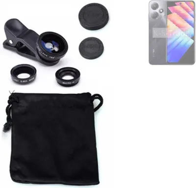 Produktbild von K-S-Trade Smartphone Kamera Linsen Set Kompatibel mit Infinix Hot 30 Play 3in1 Clip-On Kamera Adapter Macro Weitwinkel FishEye Fischauge Objektiv