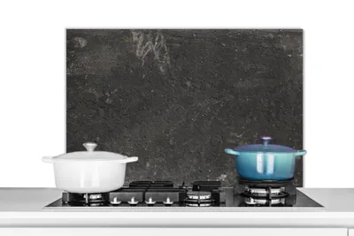 Produktbild von KitchenYeah®  Spritzschutz Küche - Küchenrückwand - Wandschutz für Herd und Spüle - Beton - Wand - Schwarz - Vintage - Industriell 90x60 - Alu-Dibond (Alternative zum Spritzschutz aus Glas) - Hitzebes