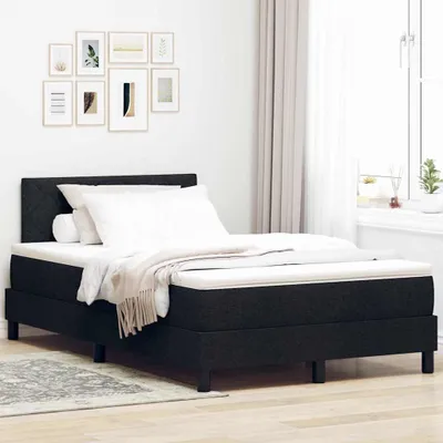 Image de Lit à lattes avec sommier intégré "Exclusive" - éclairage LED intégré, couleur noire, dimensions 120 x 190 cm, revêtement en tissu