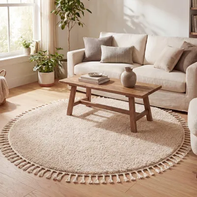 Zdjęcie produktu dla Volero - Dywan okrągły z długim włosiem - Lofty Fringe Beżowy - Ø 150 cm