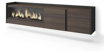 Produktbild von TV-Möbel Holzeffekt eiche schwarz 212x35x50cm Kamin mit Feuereffekt