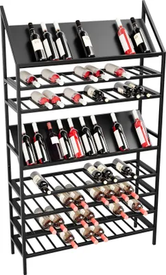 Produktbild von MetaloPro Weinregal Rioja – Schwarzes Metall-Flaschenregal Für 104 Weinflaschen, Robustes Design, Ideal Für Küche, Keller Oder Bar – 170x100x30cm