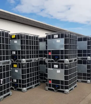 Productafbeelding van 1000 liter IBC-container, nieuw, zwart, met UV-bescherming, 3 inch