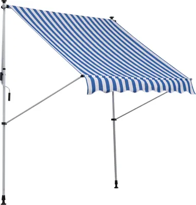 Produktbild von Outsunny Markise Gelenkarmmarkise Klemmmarkise Höhenverstellbar Sonnenschutz Faltarm Handkurbel Balkon Alu Blau+Weiß 200 x 150cm