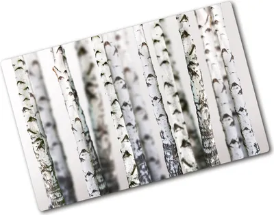Produktbild von Tulup Glas Herdabdeckplatte - 80x52 cm - Glaskeramikkochfeld-Abdeckung Spritzschutz Glasabdeckplatte - Einteilig - Blumen & Pflanzen - Birkenstämme - Weiß
