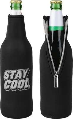 Productafbeelding van Flessenkoeler - Set van 2 - Koeltas van neopreen voor flessen - 330-500ml fles flesjes bier en frisdrank - In wit - Zwart Stay Cool