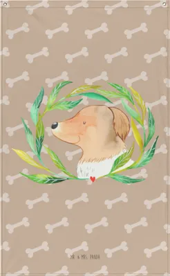 Produktbild von Mr. & Mrs. Panda Wandteppich Hund Blumen - Hundeglück - Geschenk, Wandbehang, Hunde, Tapestry, Wandbanner, Niedlich, Wandbild, Ranke, Sprüche, Gobelin
