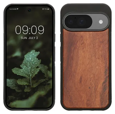 Produktbild von kwmobile Handyhülle für Google Pixel 10 / Pixel 10 Pro Hülle Holz - Case mit TPU Bumper - Stoßfestes Hardcase - Schutzhülle Cover in Vintage Braun