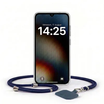 Produktbild von Handyhülle für Xiaomi Redmi 15C mit Handykette Band in Blau Kordel Hülle Case Schutzhülle Transparent