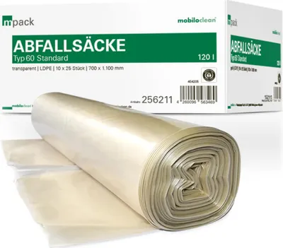 Produktbild von mpack Abfallsäcke 120 Liter T60 (36my) transparent