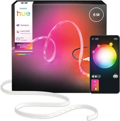 Produktbild von Philips Flux Lightstrip für den Außenbereich 6 m, Intelligenter Leuchtstreifen, Bluetooth/Zigbee, Weiß, Silikon, Multi, 6500 K