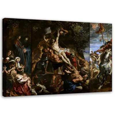 Produktbild von Leinwandbild kreuzerhöhung - reproduktion von p. p. rubens 100x70 cm Feeby braun wandbild bereit zum aufhängen