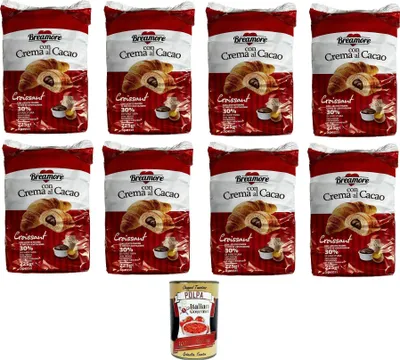 Produktbild von BreAmore Croissant Con crema al cacao Mit Kakaocreme 8x225gr + Italian Gourmet polpa 400g
