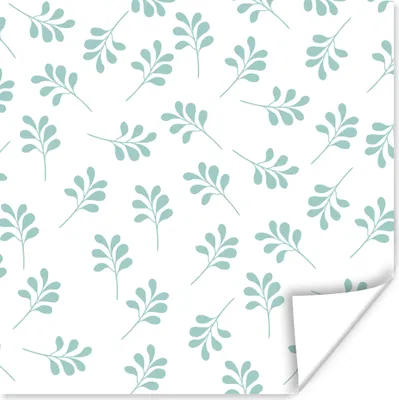 Produktbild von MuchoWow® Poster Blätter - Muster - Blau 100x100 cm - Babyzimmer