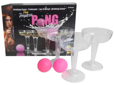 Productafbeelding van Prosecco Pong drinkspel met 12 bekers en 3 plastic ballen