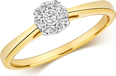 Produktbild von Funkelndes Feuer Klassischer 9 Karat (375) Gold Solitär Verlobung Diamantring Brillant-Schliff 0.10 Karat H - I1, 57 (18.1); TRS211639KYRSP